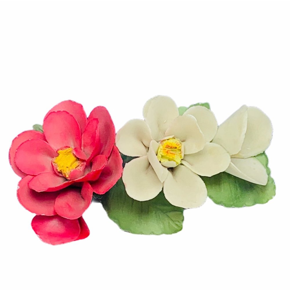 Capodimonte Italy porcelain flowers figurine decor